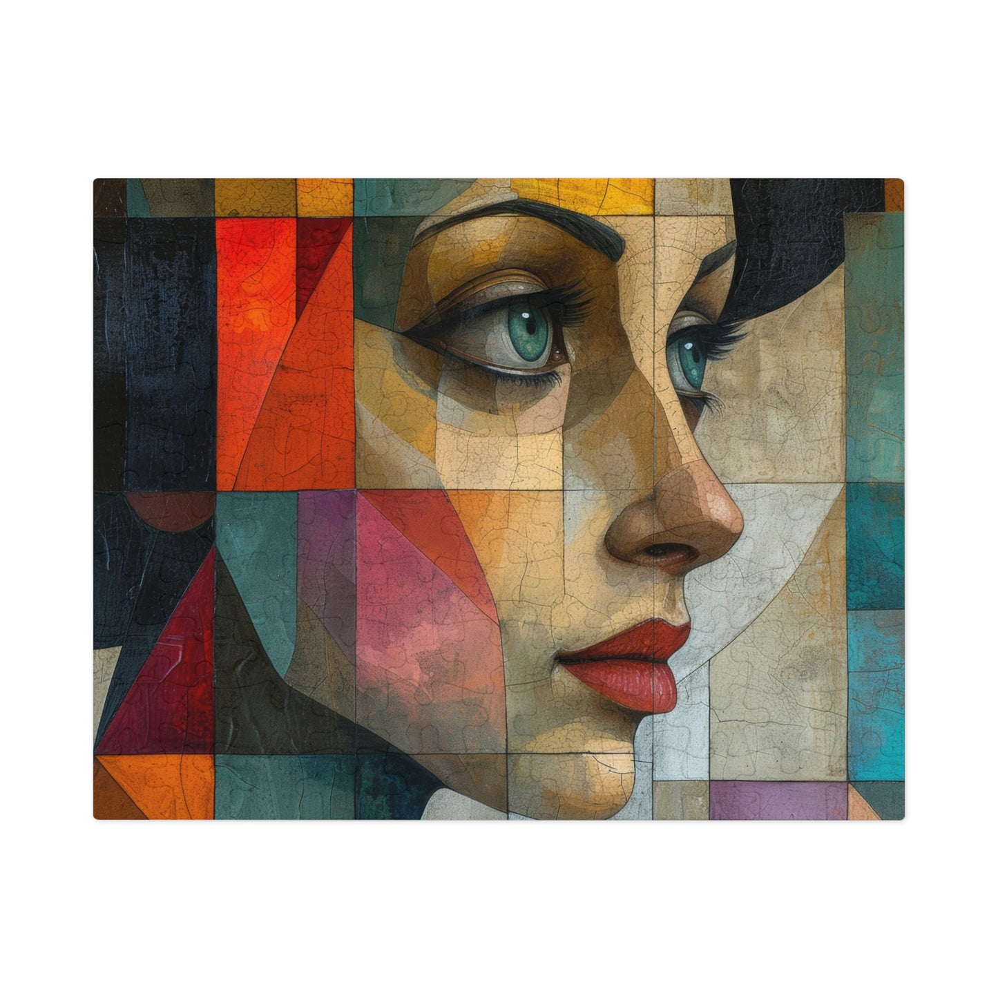 Cubist Mosaic Woman Portrait Puzzle, Artistic Jigsaw, 110-1000pc, Shipped in a Metal Box