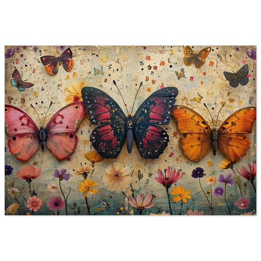 Antique Floral Butterfly Puzzle - 110-1000 Pieces, Immersive Vintage Nature Experience! Metal Box