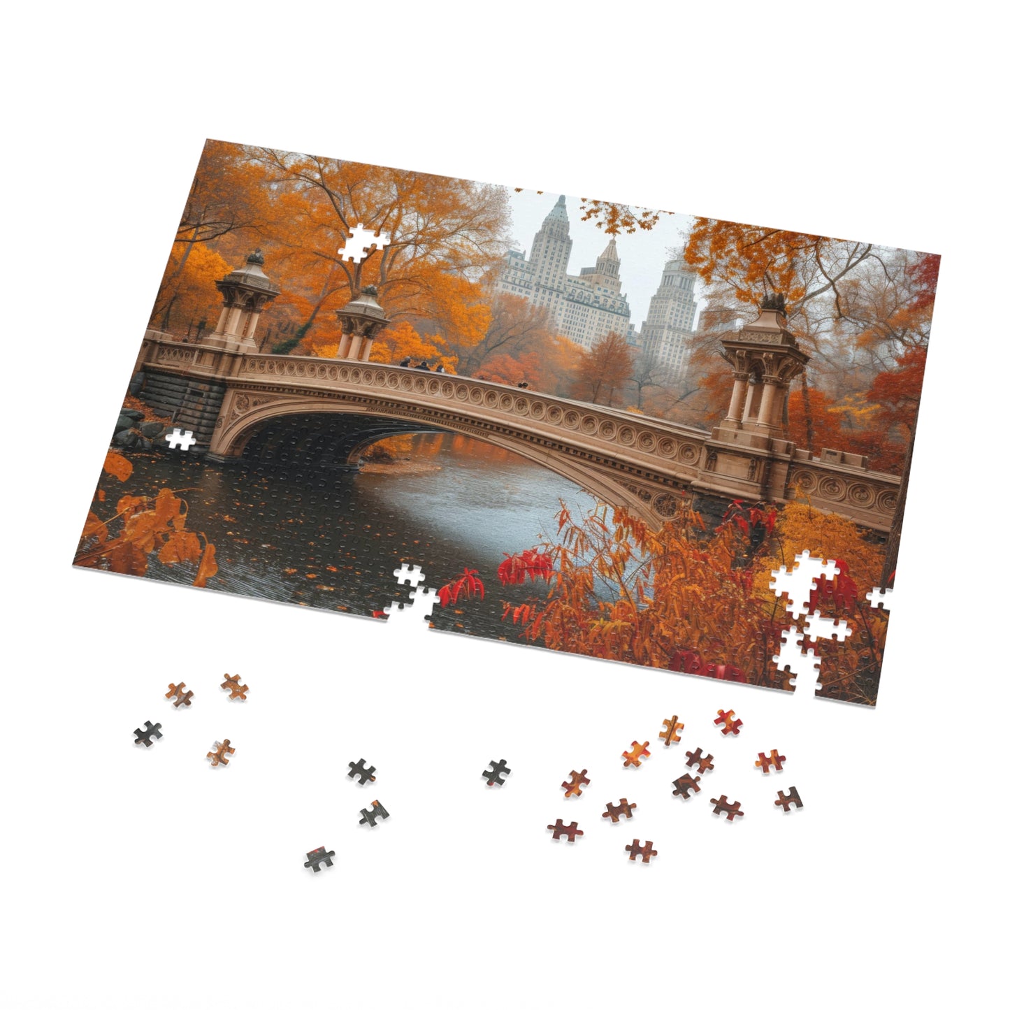 Central Park Bridge Autumn Jigsaw Puzzle Set - 110 to 1000 Pieces, Metal Box