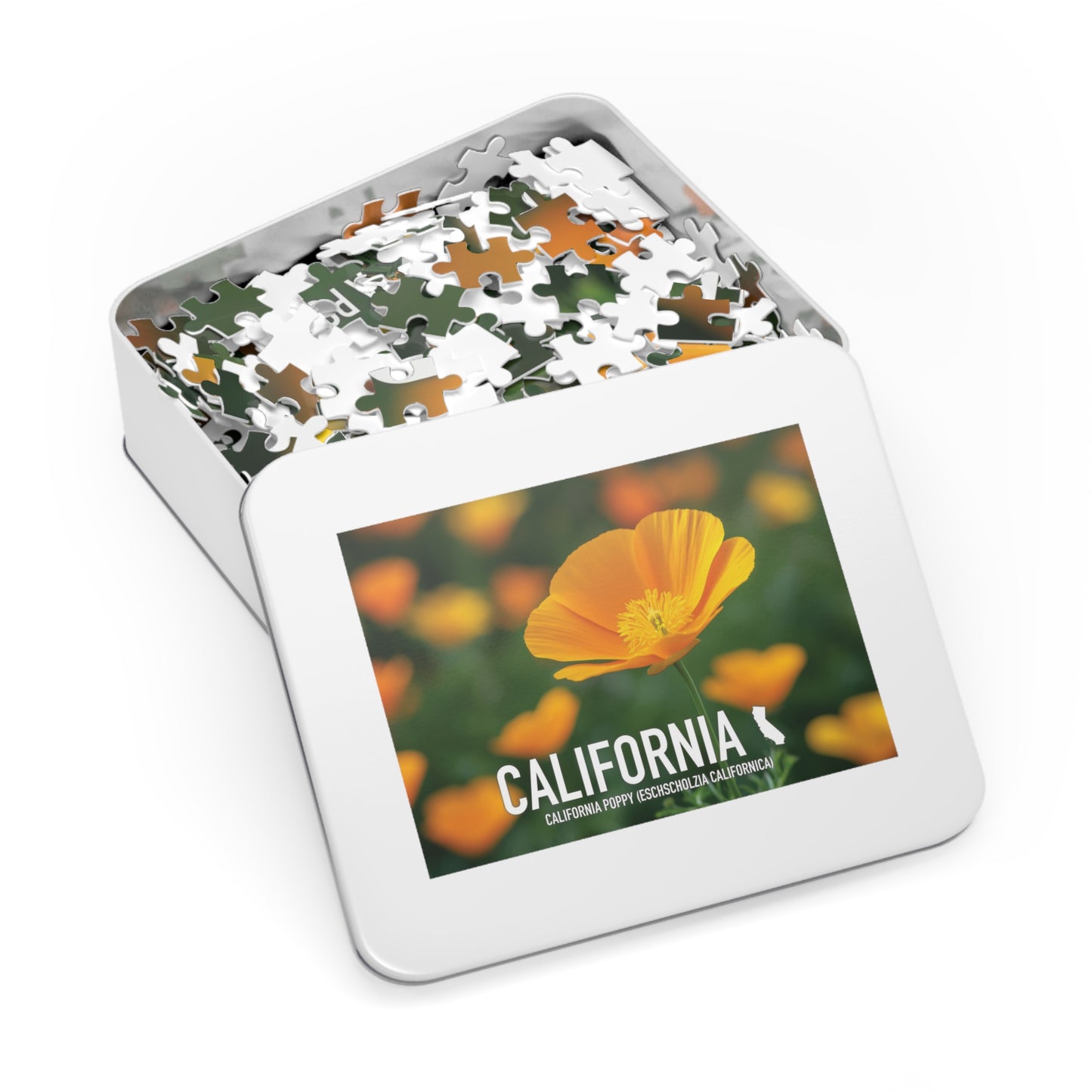 California State Flower Poppy Jigsaw Puzzle, 110-1000 pcs, Vibrant Metal Box Set