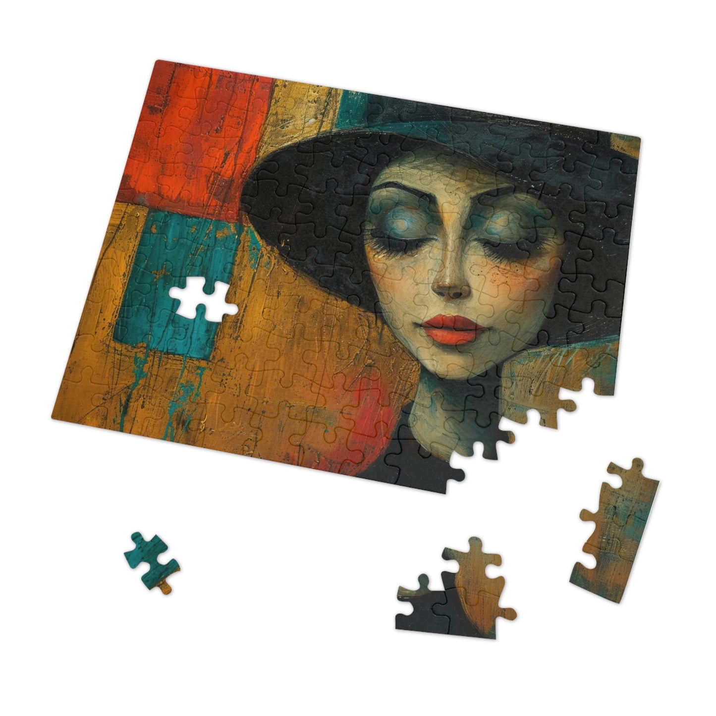 Vintage-Style Fashion Portrait Puzzle, Textured Art Jigsaw, 110-1000pc, Shipped in a Metal Box