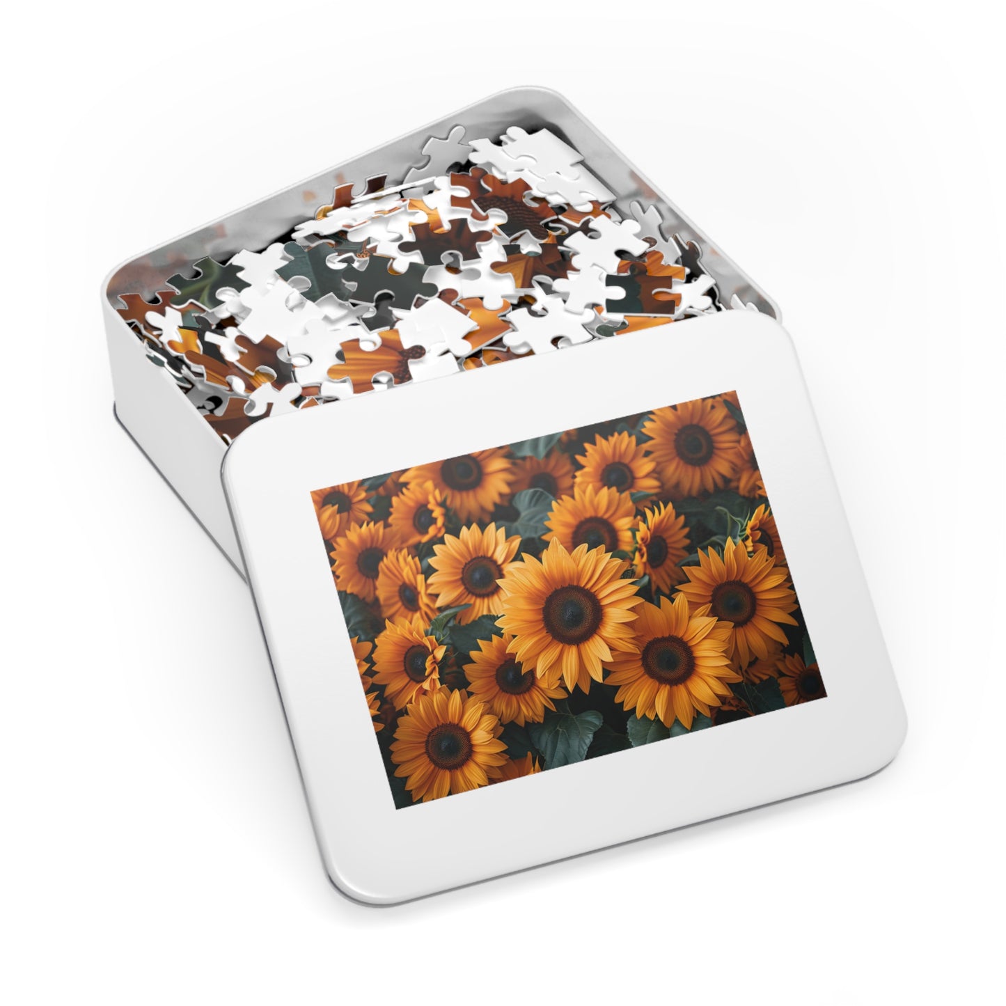 Sunflower Field Puzzle - Bright 110-1000 Piece Sets for Nature Lovers & Puzzle Fans! Metal Box