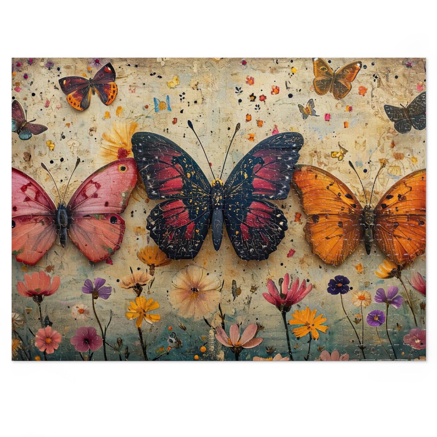 Antique Floral Butterfly Puzzle - 110-1000 Pieces, Immersive Vintage Nature Experience! Metal Box