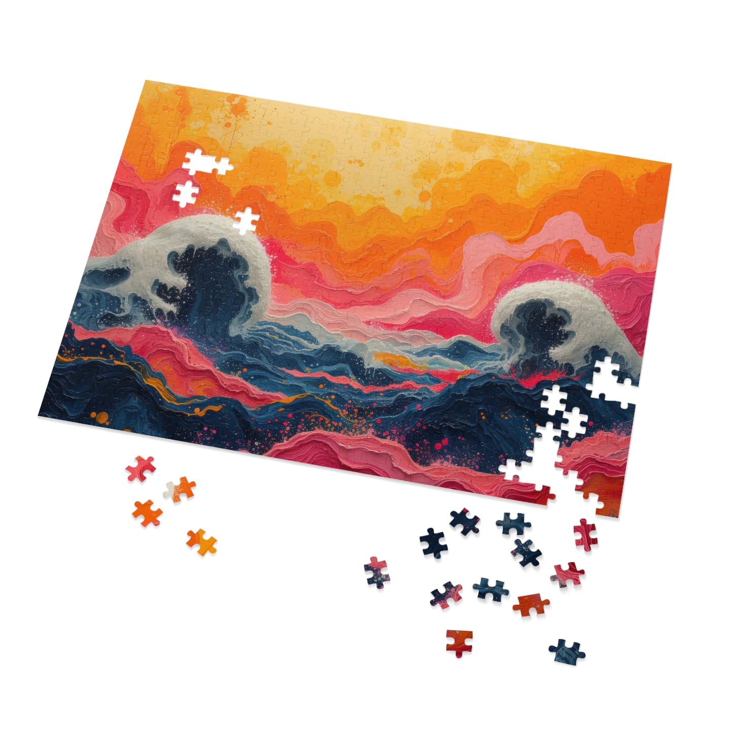 Abstract Ocean Waves Jigsaw Puzzle, Artistic Sea Motion, 110-1000pc, Shipped in a Metal Box