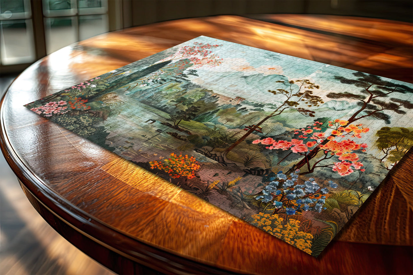 Japanese Garden Themed Jigsaw Puzzle, Beautiful Nature Scene Puzzle, Real Wood Puzzle, Available in 1000, 500, 300, and 100 Pieces